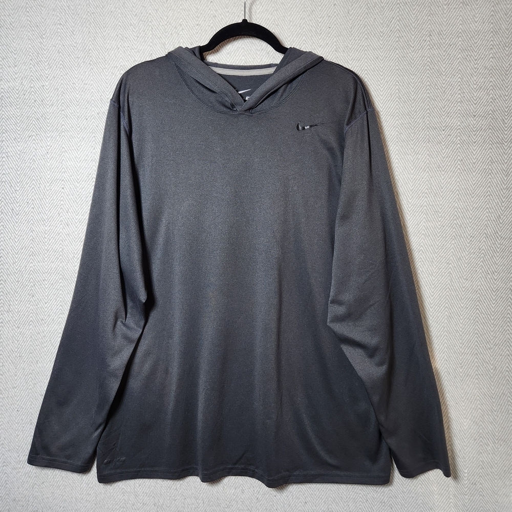 Nike Dri Fit Men's XL Dark Gray Hoodie Shirt Lightweight Performance Long Sleeve